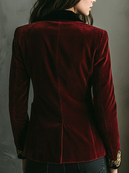 Nettie – Velvet Embroidered Statement Blazer