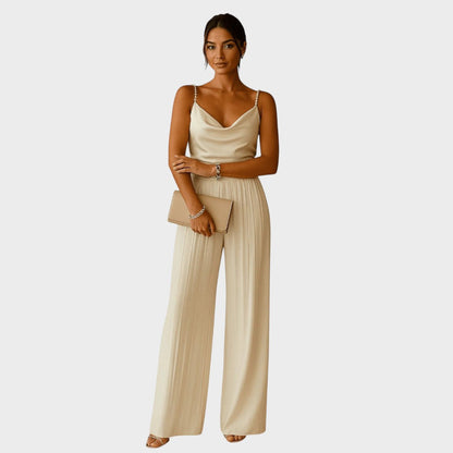 Delores – Pearl Strap Wide-Leg Jumpsuit