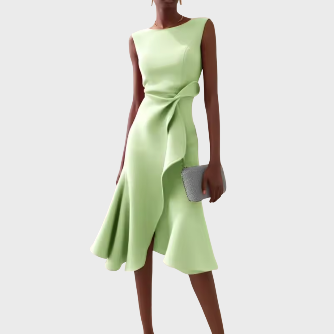 Evie | Draped Asymmetric Midi Dress