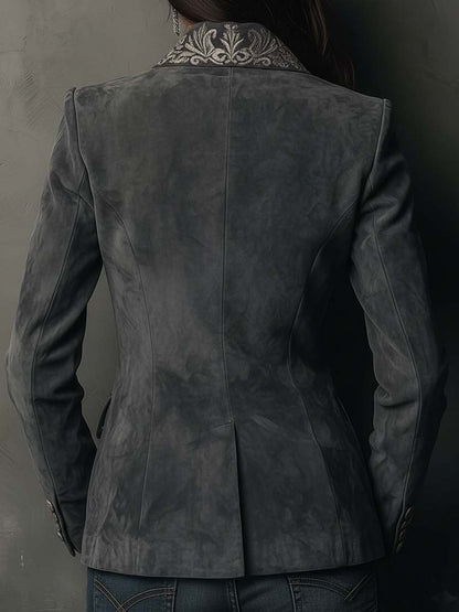 Wanda – Embossed Floral Tailored Blazer
