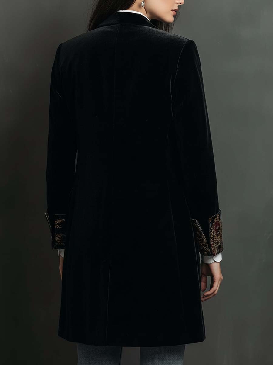 Roberta – Velvet Longline Blazer with Baroque Lapels