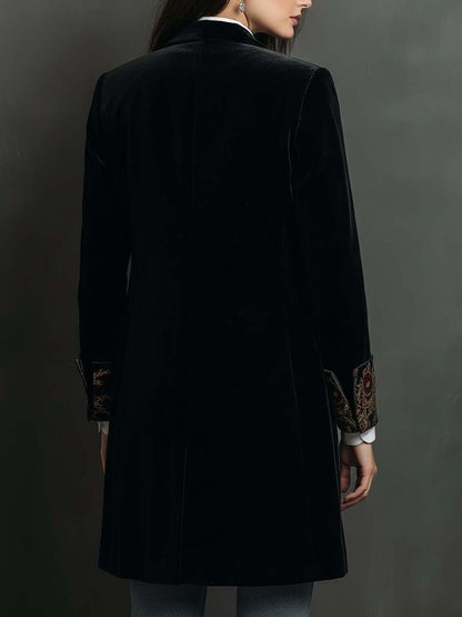 Roberta – Velvet Longline Blazer with Baroque Lapels