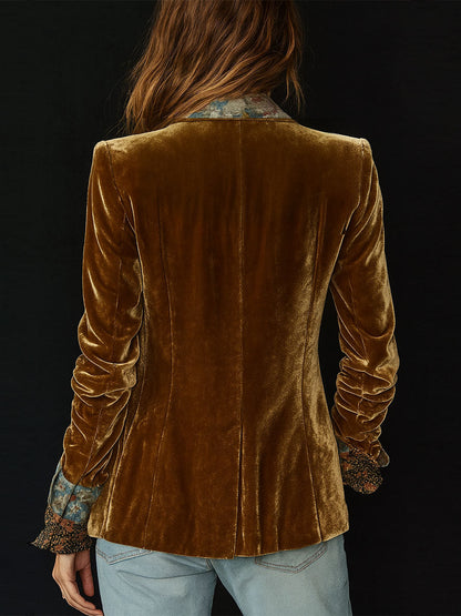 Wendy – Floral Patchwork Velvet Blazer