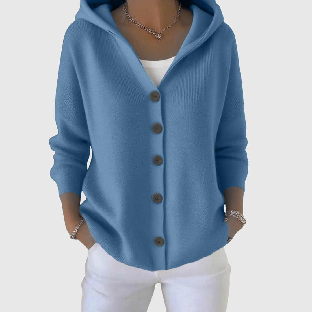 Jeanne – Hooded Button-Down Knit Cardigan