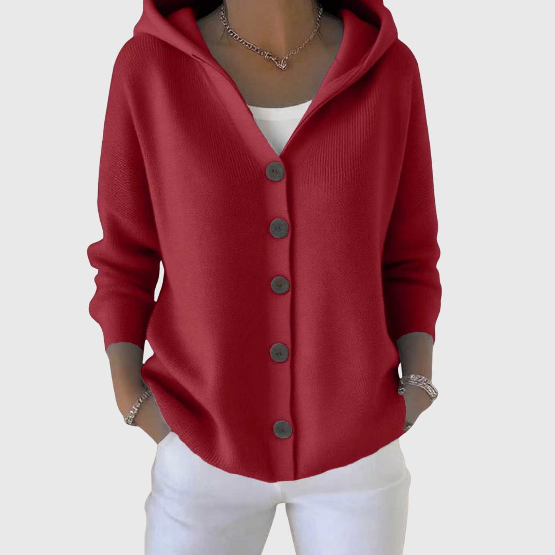 Jeanne – Hooded Button-Down Knit Cardigan