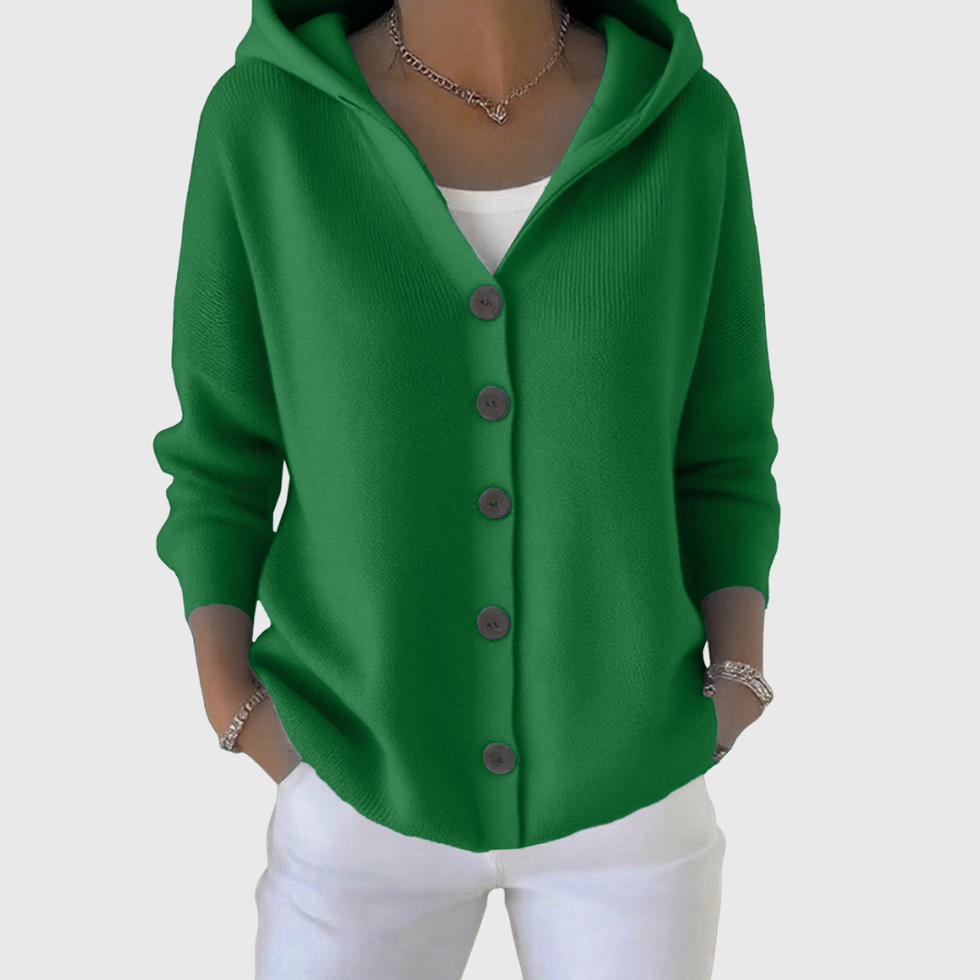 Jeanne – Hooded Button-Down Knit Cardigan