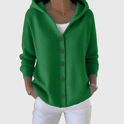 Jeanne – Hooded Button-Down Knit Cardigan