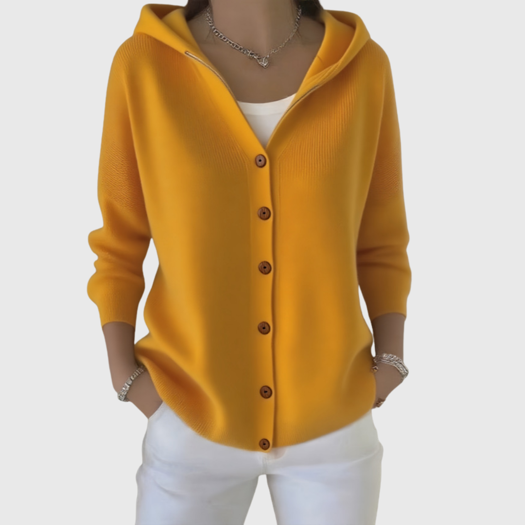 Jeanne – Hooded Button-Down Knit Cardigan