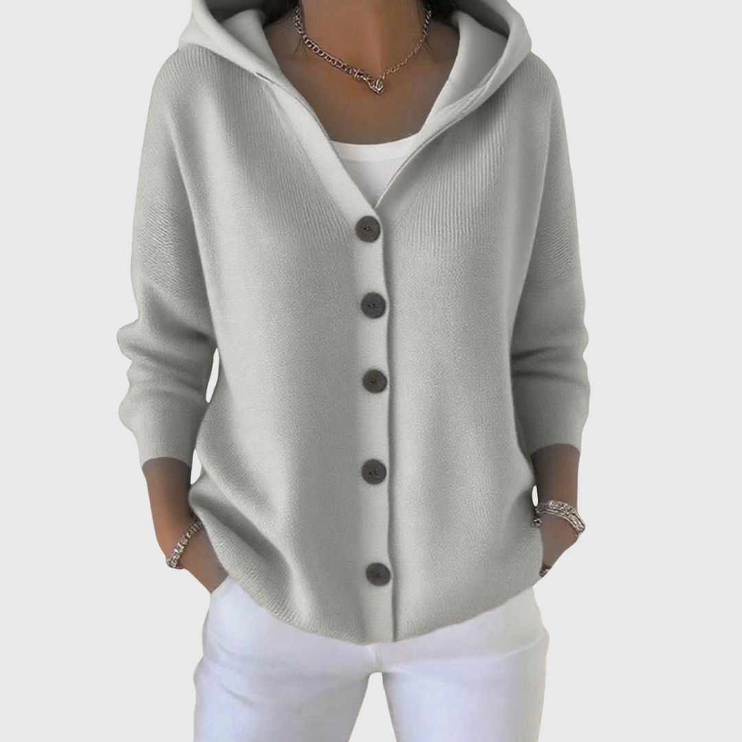 Jeanne – Hooded Button-Down Knit Cardigan