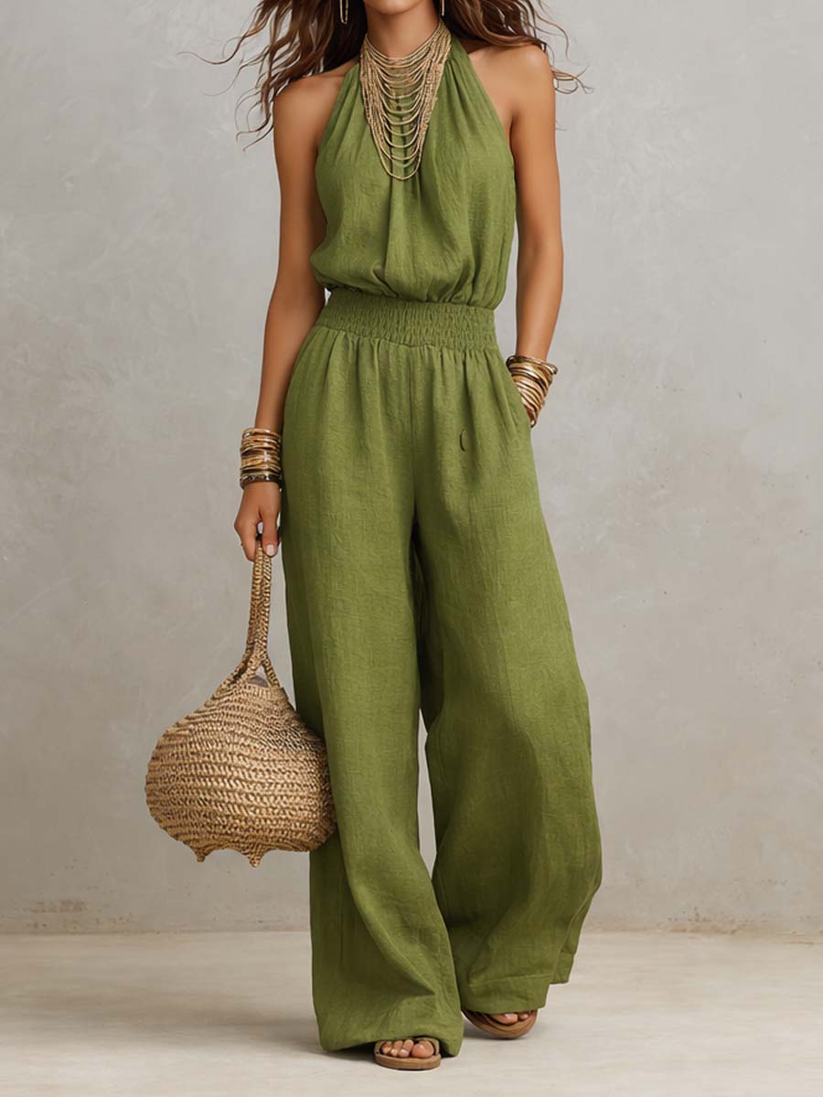 Barbara – Halter Neck Wide-Leg Jumpsuit