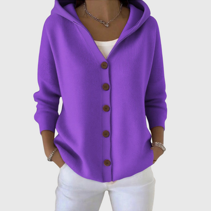 Jeanne – Hooded Button-Down Knit Cardigan