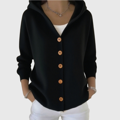 Jeanne – Hooded Button-Down Knit Cardigan