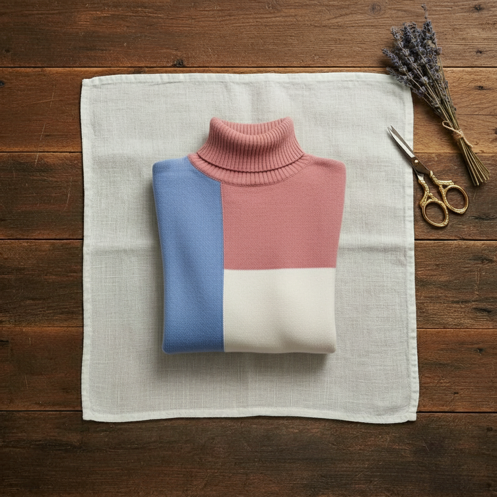 Donna – Color-Block Turtleneck Knit Sweater