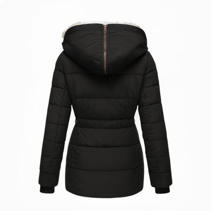 Alvina – Quilted Winter Coat with Faux Fur Hood