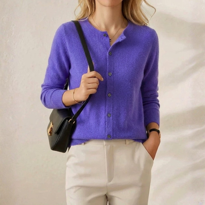 Nellie – Crew Neck Button-Front Knit Cardigan