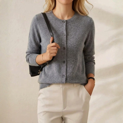 Nellie – Crew Neck Button-Front Knit Cardigan