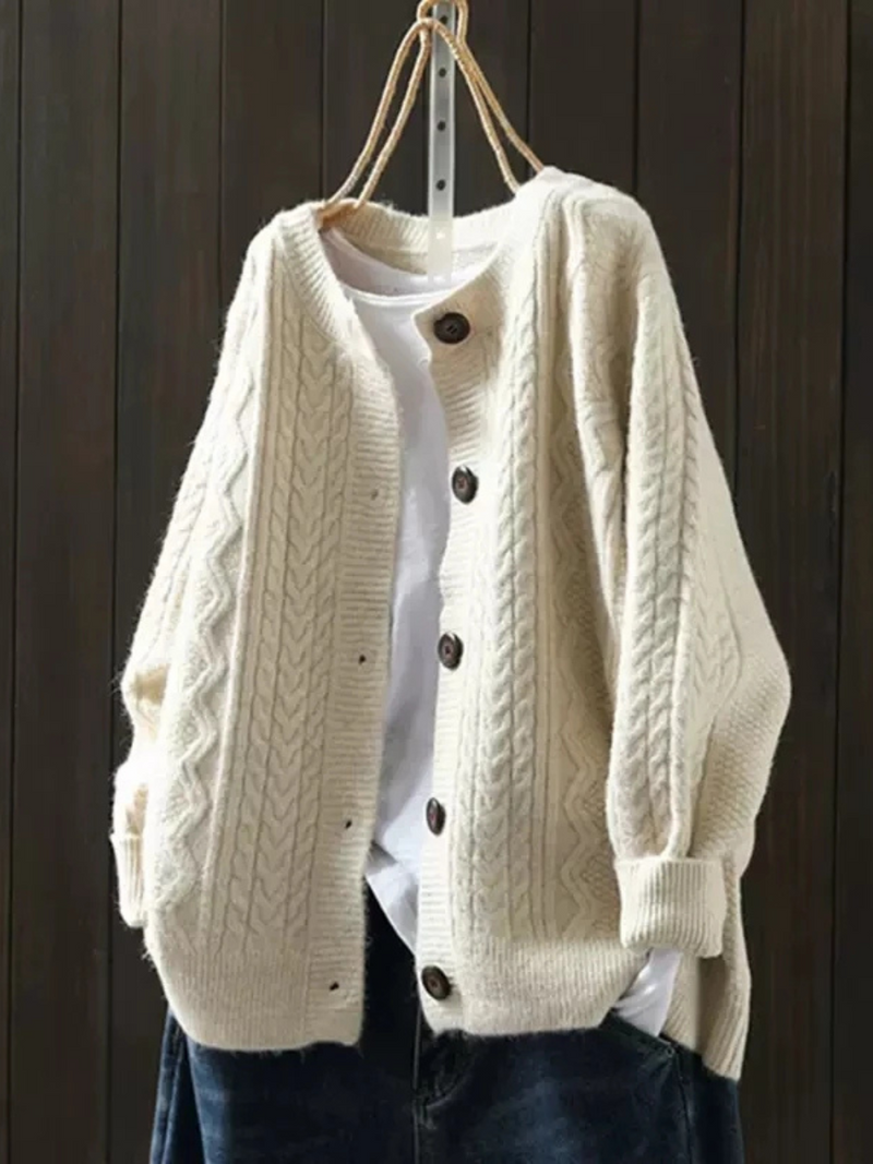 Ruby – Cable-Knit Button-Down Cardigan