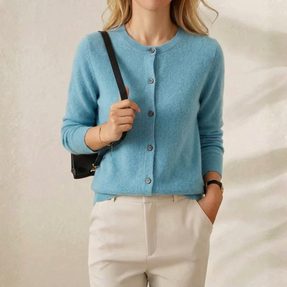 Nellie – Crew Neck Button-Front Knit Cardigan