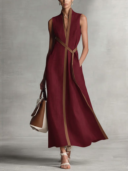 Wanda – Contrast Trim Wrap Maxi Dress