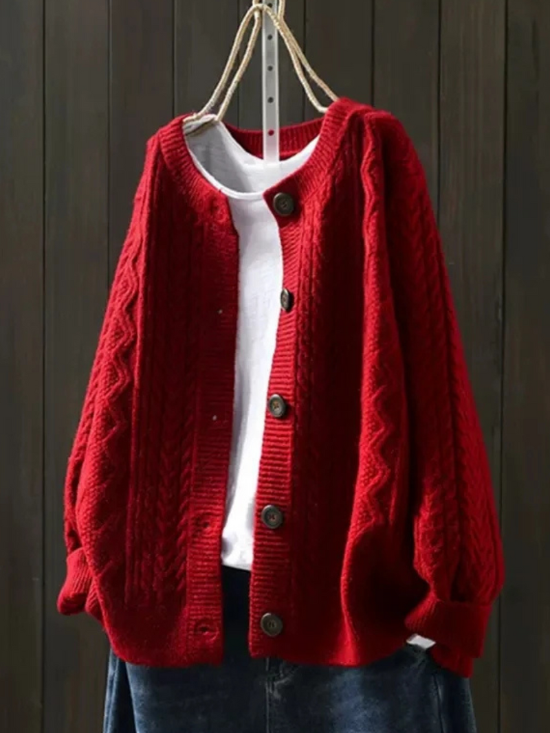 Ruby – Cable-Knit Button-Down Cardigan