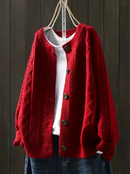 Ruby – Cable-Knit Button-Down Cardigan