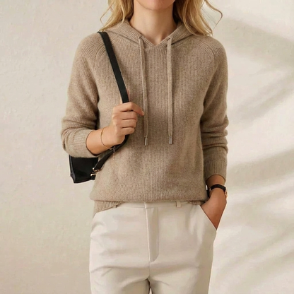 Rachel – Knit Hooded Sweater with Drawstring