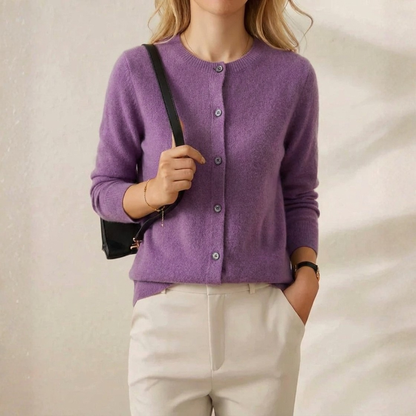 Nellie – Crew Neck Button-Front Knit Cardigan