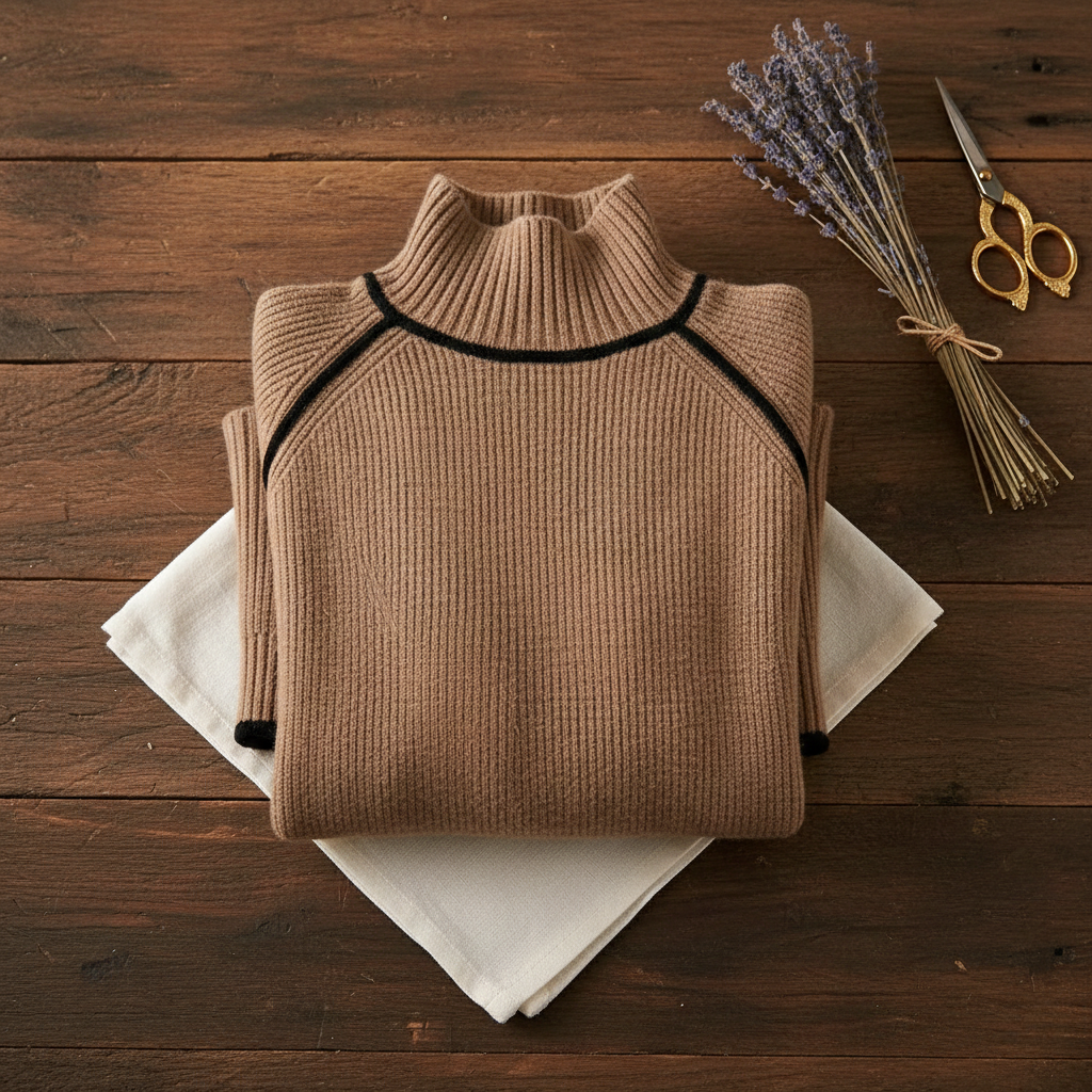 Gretchen – Ribbed Turtleneck Sweater with Contrast Trim