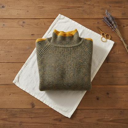 Josie – Ribbed Turtleneck Sweater with Contrast Trim