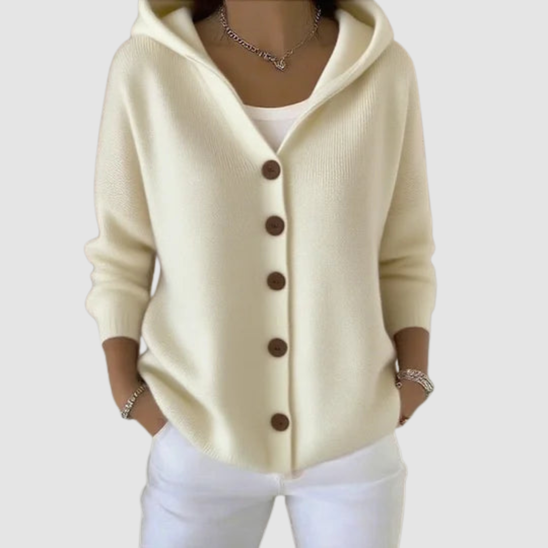 Nita – Hooded Button-Up Knit Cardigan