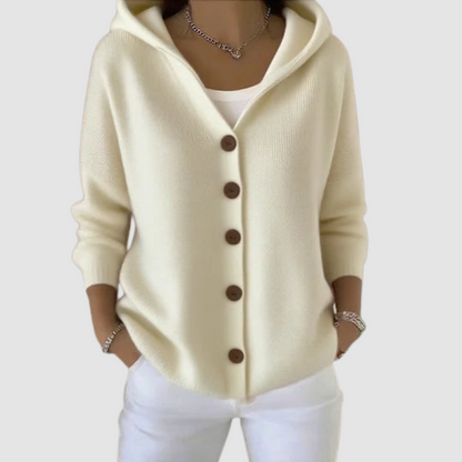 Nita – Hooded Button-Up Knit Cardigan