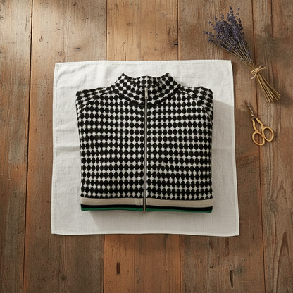 Diana – Retro Zip-Up Knit Cardigan