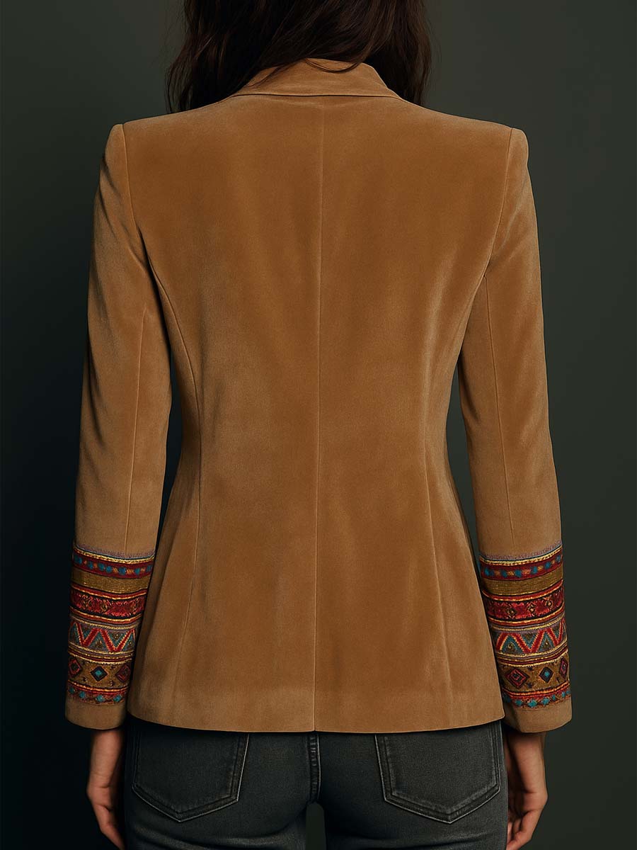 Laura – Velvet Blazer with Embroidered Detail