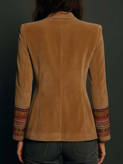 Laura – Velvet Blazer with Embroidered Detail