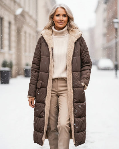 Frances – Sherpa-Lined Longline Quilted Coat
