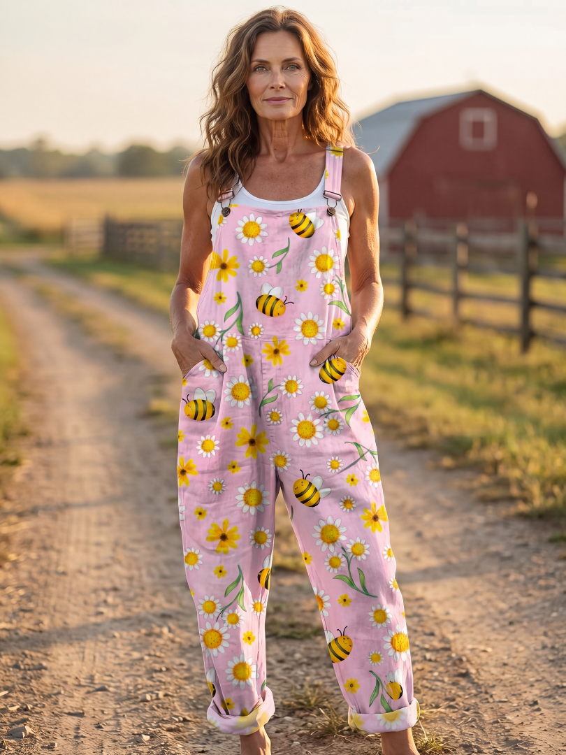 Macey | Daisy & Bee-Print Overalls
