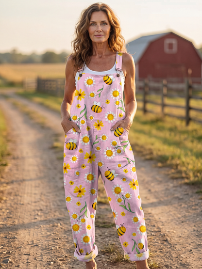 Macey | Daisy & Bee-Print Overalls