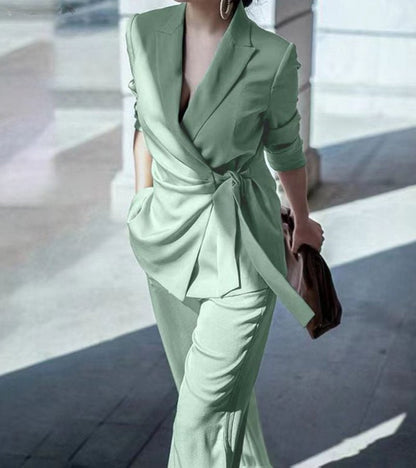 Bridgette – Tailored Wrap Blazer Wide-Leg Set