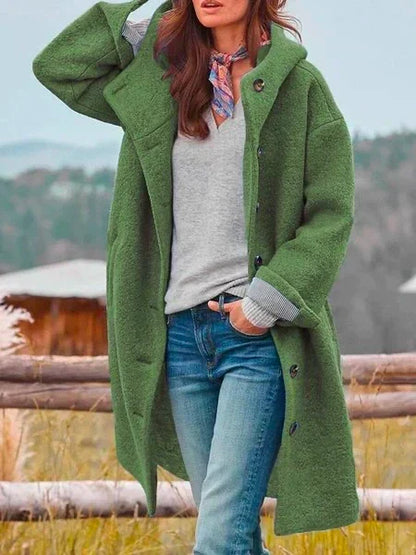 Tabatha – Hooded Button-Front Long Coat