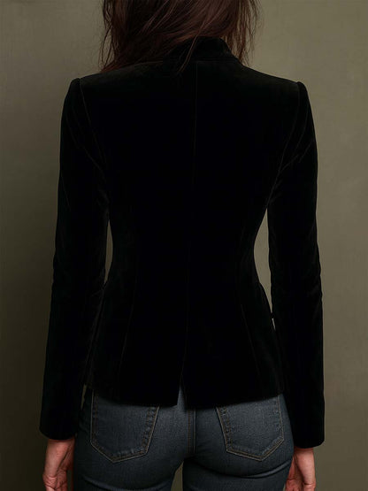 Thelma – Floral Embroidered Velvet-Look Blazer