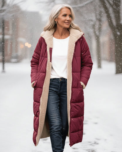 Frances – Sherpa-Lined Longline Quilted Coat
