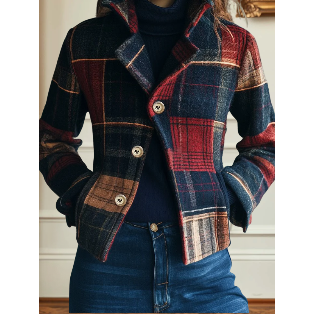 Jeanette – Tailored Plaid Button-Front Jacket