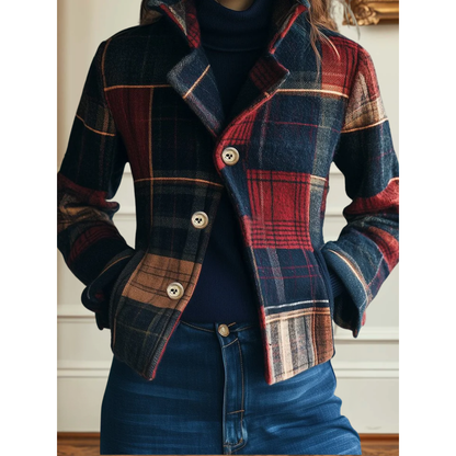 Jeanette – Tailored Plaid Button-Front Jacket