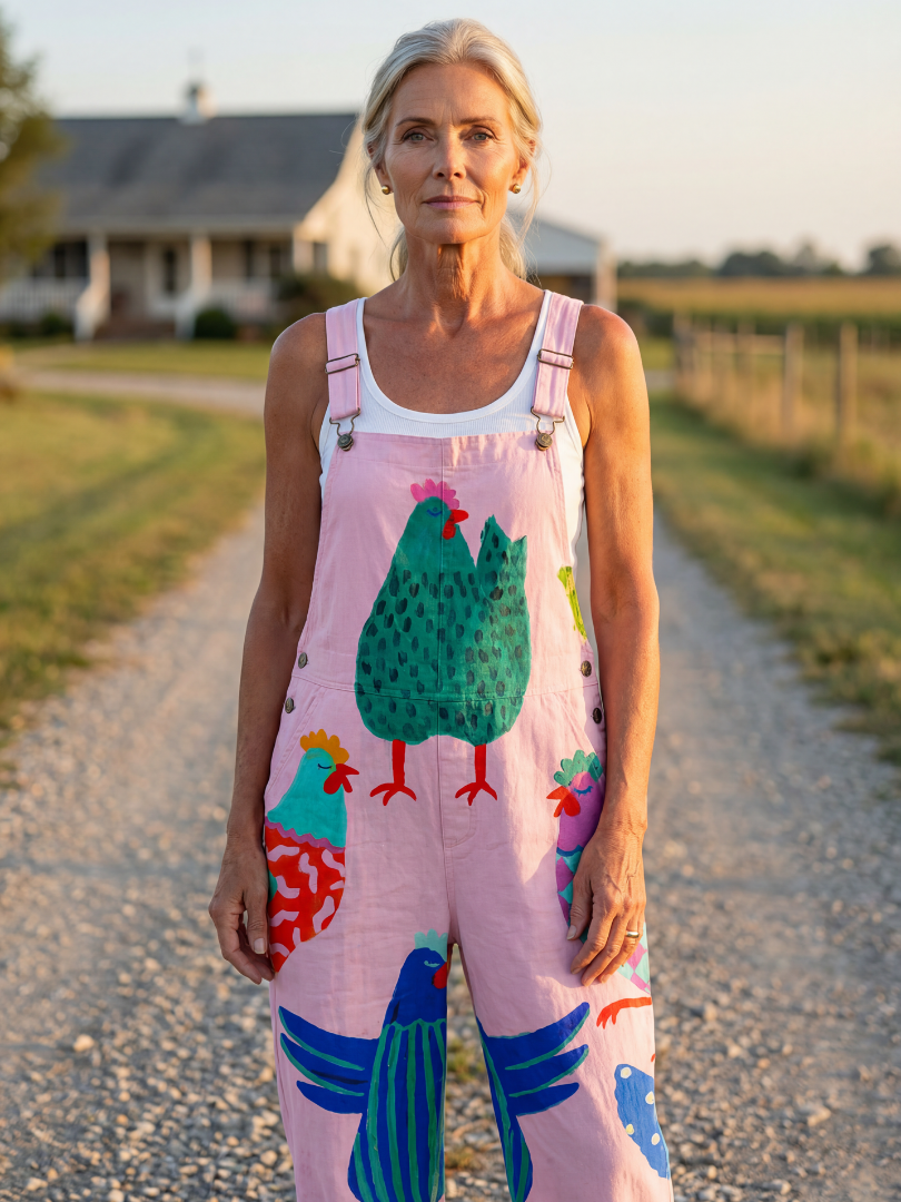 Danna | Hen-Print Overalls