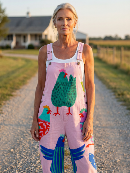 Danna | Hen-Print Overalls