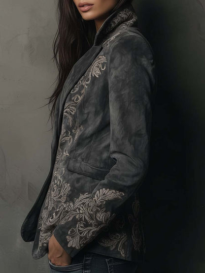Wanda – Embossed Floral Tailored Blazer