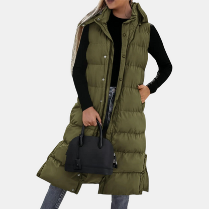 Florence – Longline Hooded Quilted Puffer Vest