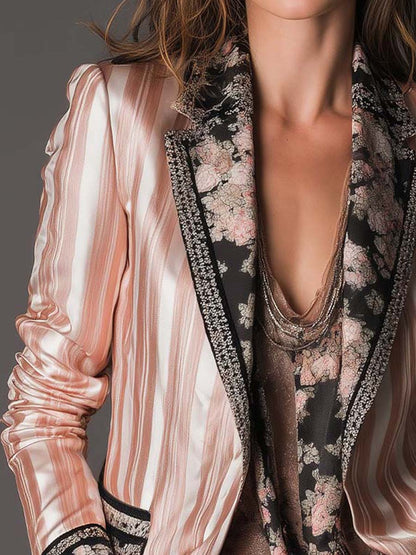 Lucille – Striped Satin-Look Bohemian Blazer