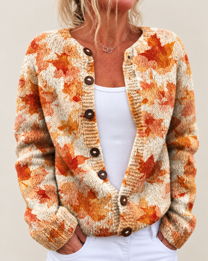 Mercedes – Printed Button-Front Knit Cardigan
