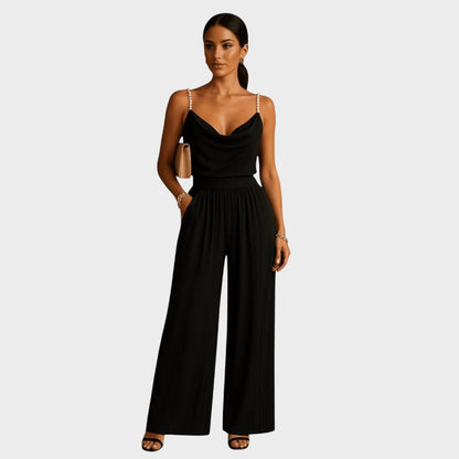 Delores – Pearl Strap Wide-Leg Jumpsuit